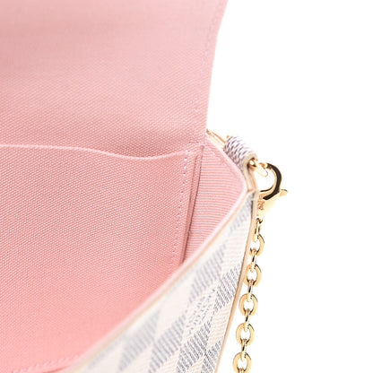 Louis Vuitton Damier Azur Pochette Felicie Chain Wallet Rose Ballerine 11 of 13