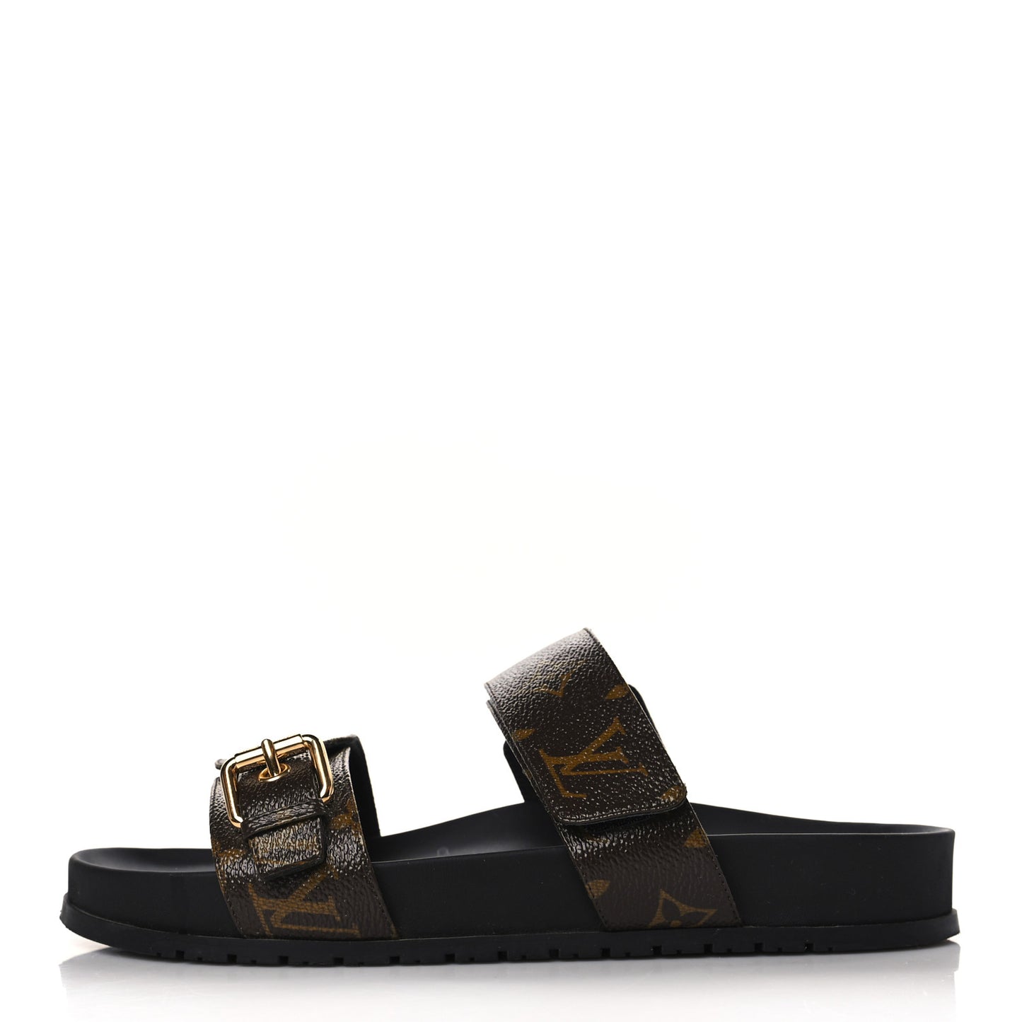 Patent Monogram Bom Dia Flat Mule Sandals 39 Black