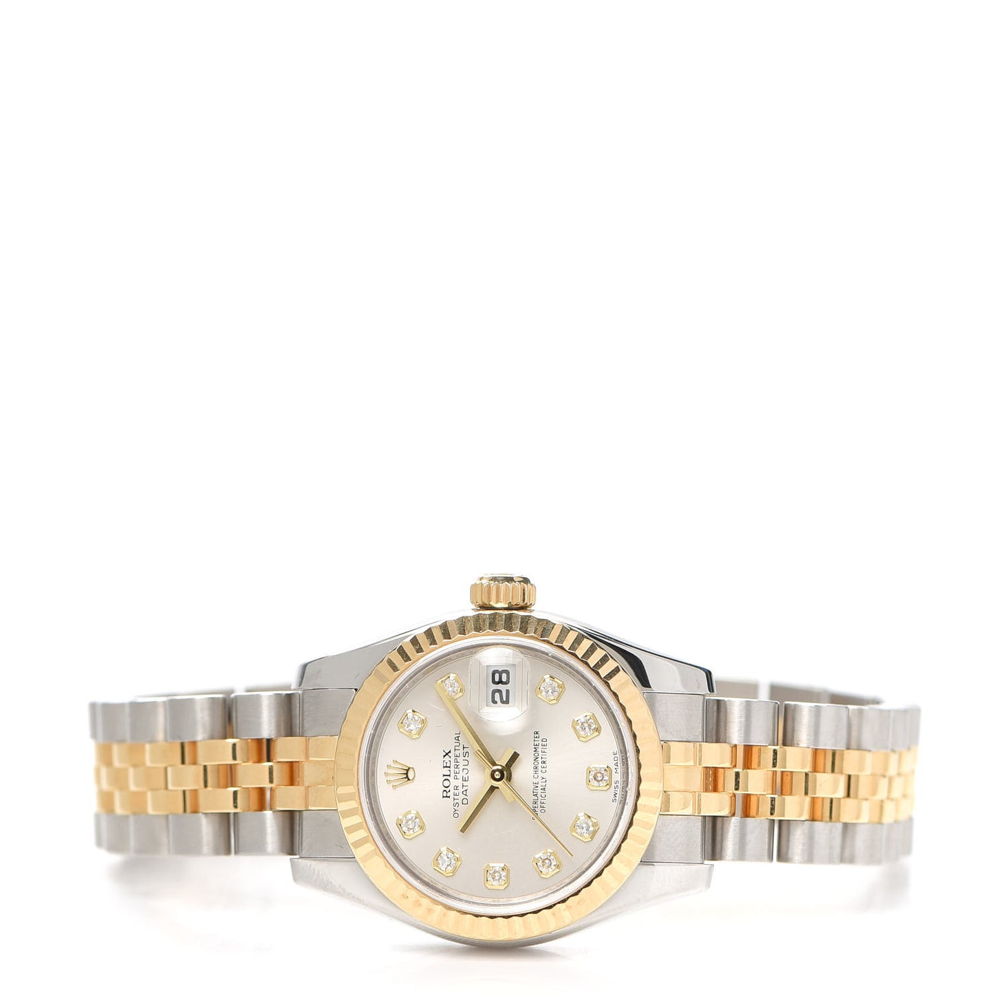 Stainless Steel 18K Yellow Gold Diamond 26mm Oyster Perpetual Datejust Watch Silver 179173