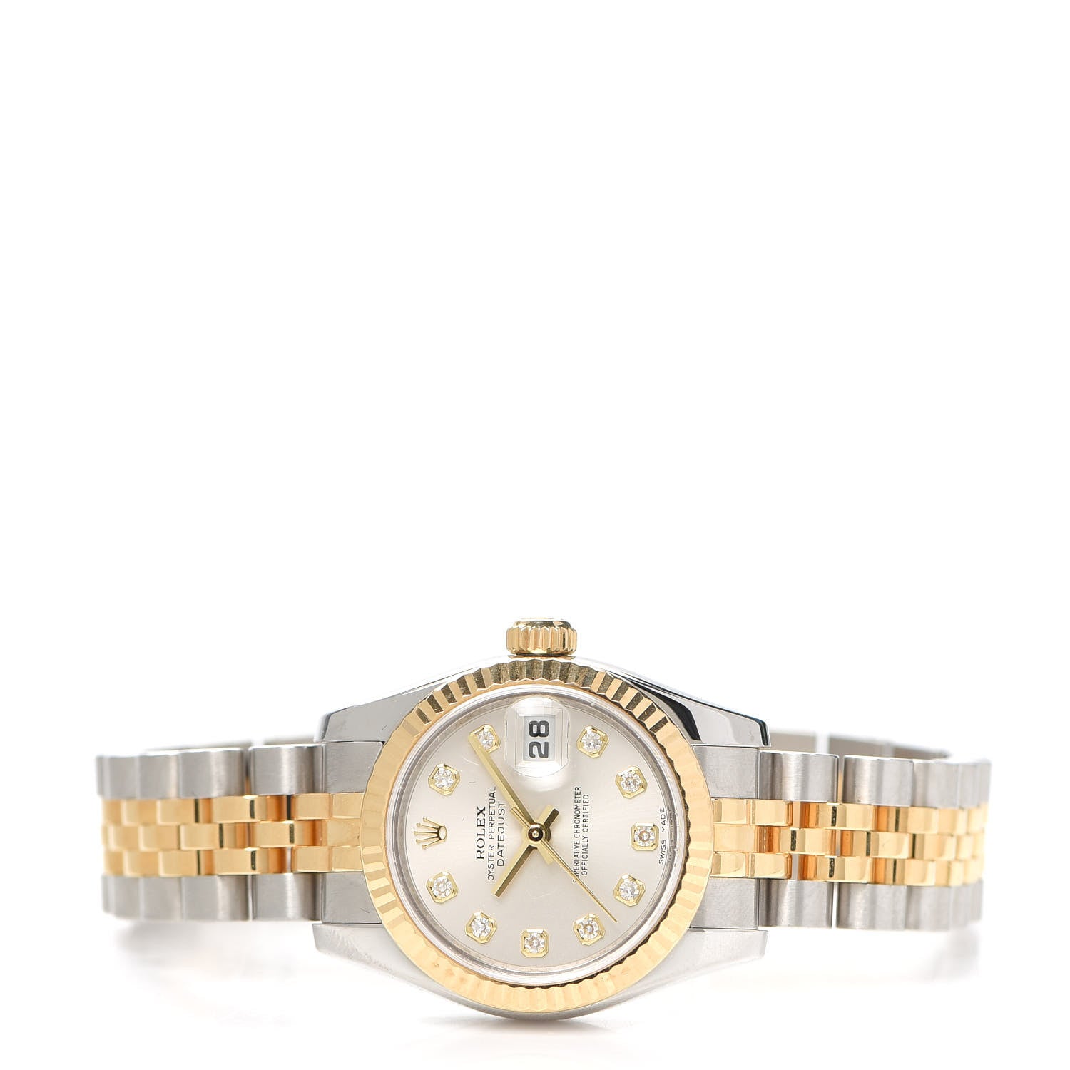 Rolex Stainless Steel 18K Yellow Gold Diamond 26mm Oyster Perpetual Datejust Watch Silver 179173 2 of 5