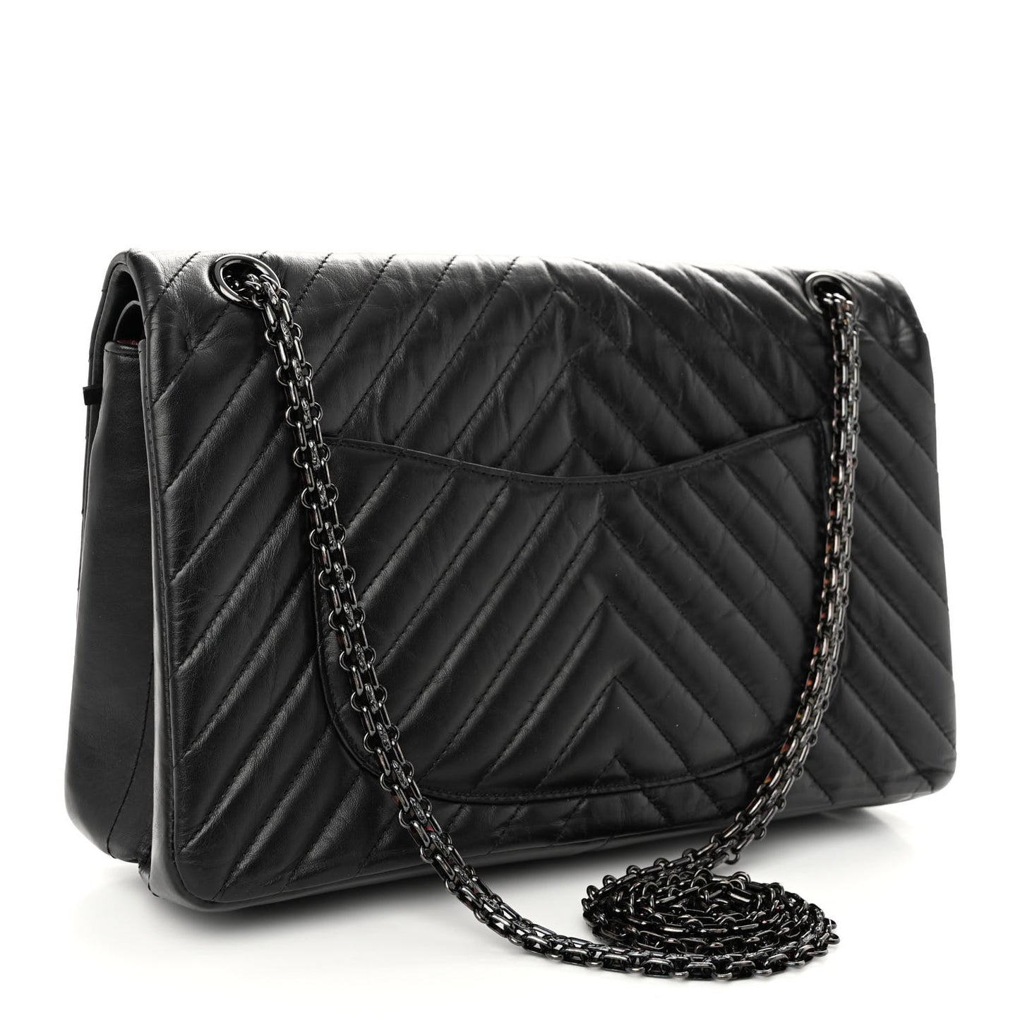 Aged Calfskin Chevron Quilted 2.55 Reissue 226 So Black
