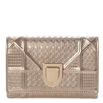 Christian Dior Metallic Patent Micro-Cannage Diorama Elancee Wallet Gold 1 of 10