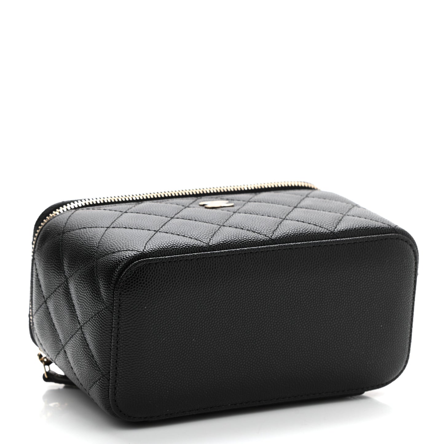 Caviar Quilted Small Vanity Case With Chain Black