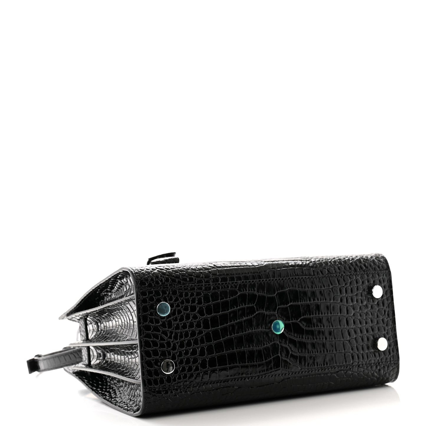 Calfskin Crocodile Embossed Baby Sac De Jour Black