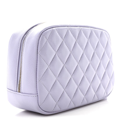 Chanel Caviar Quilted Medium Curvy Pouch Cosmetic Case Light Purple 3 of 11