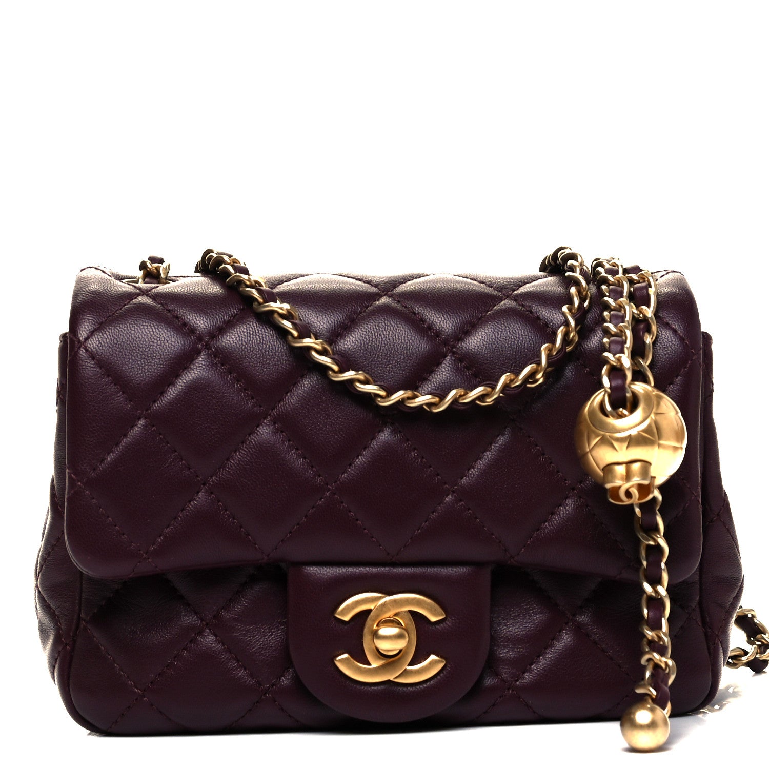 Chanel Lambskin Quilted Mini Pearl Crush Flap Burgundy 1 of 8