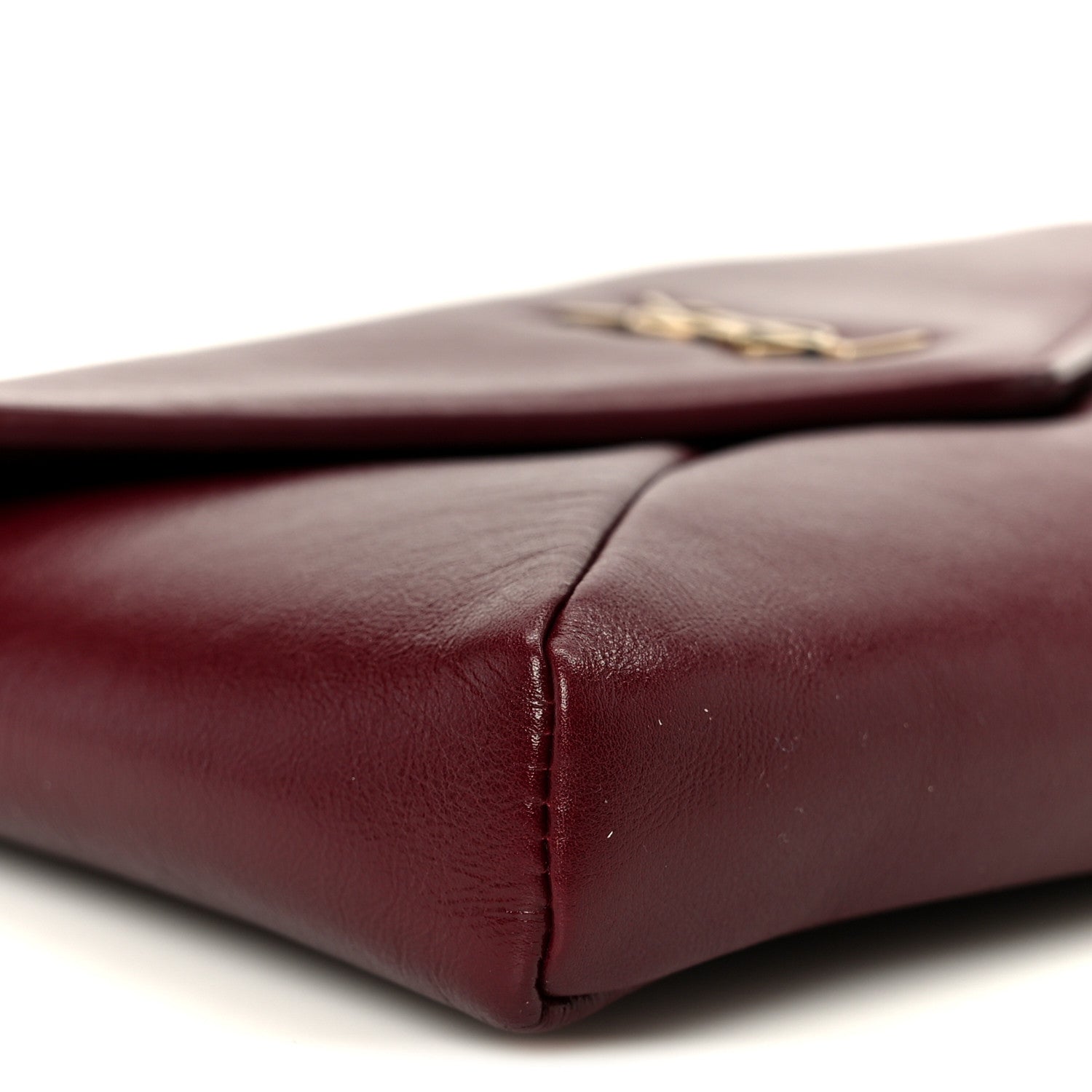 Saint Laurent Shiny Calfskin Small Cassandre Chain Pouch Dark Ruby 8 of 9