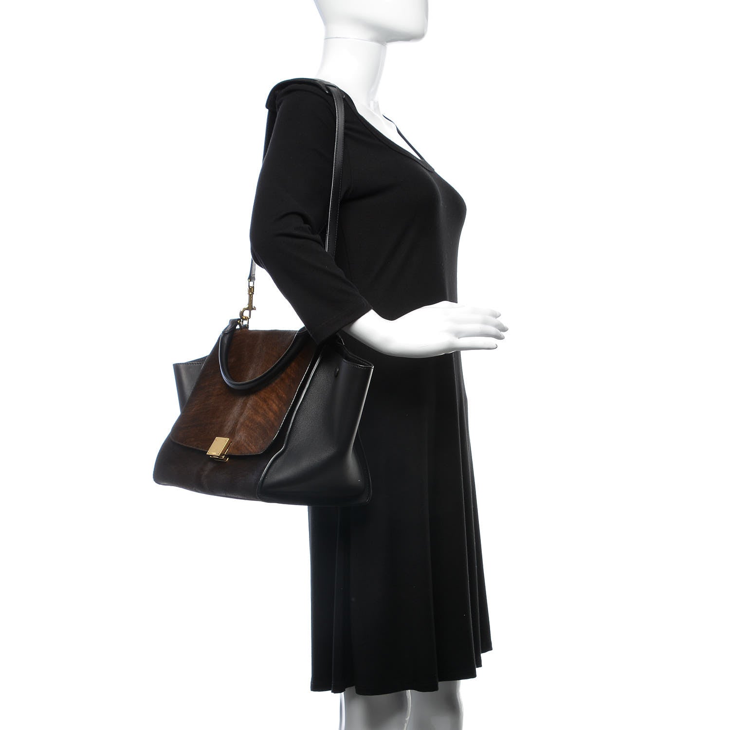 Celine Shaded Pony Hair Calfskin Medium Trapeze Brown 2 of 16