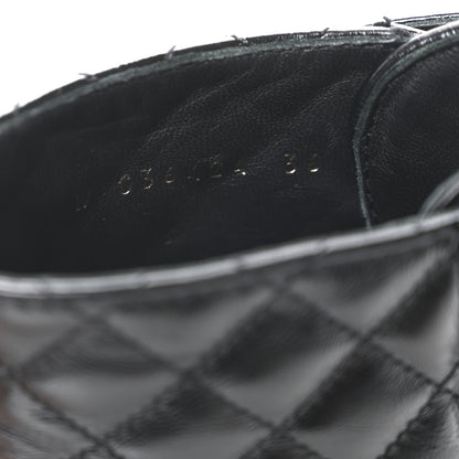 Chanel Shiny Calfskin Quilted Lace Up Combat Boots 36 Black 9 of 10