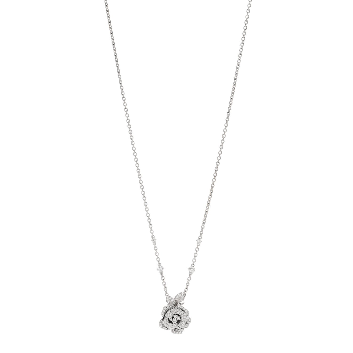 Christian Dior 18K White Gold Diamond Medium Rose Dior Bagatelle Necklace 1 of 4