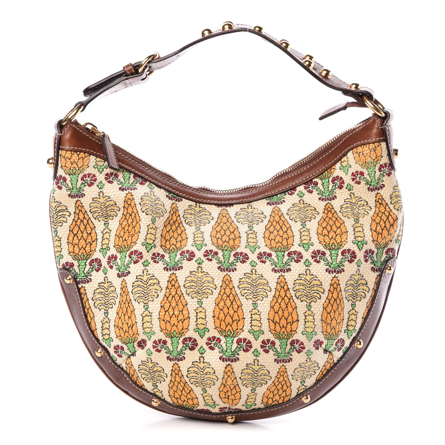 Gucci Monogram Biba Pineapple Print Hobo Brown 1 of 12