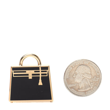 Hermes Lacquered Permabrass Kelly Curiosite Charm Black 2 of 5