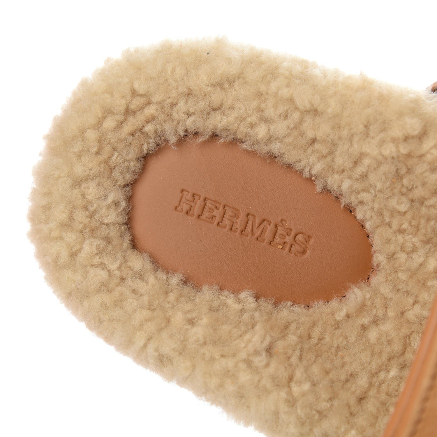 Hermes Suede Goatskin Woolskin Womens Chypre Sandals 36.5 Golden Beige 6 of 9