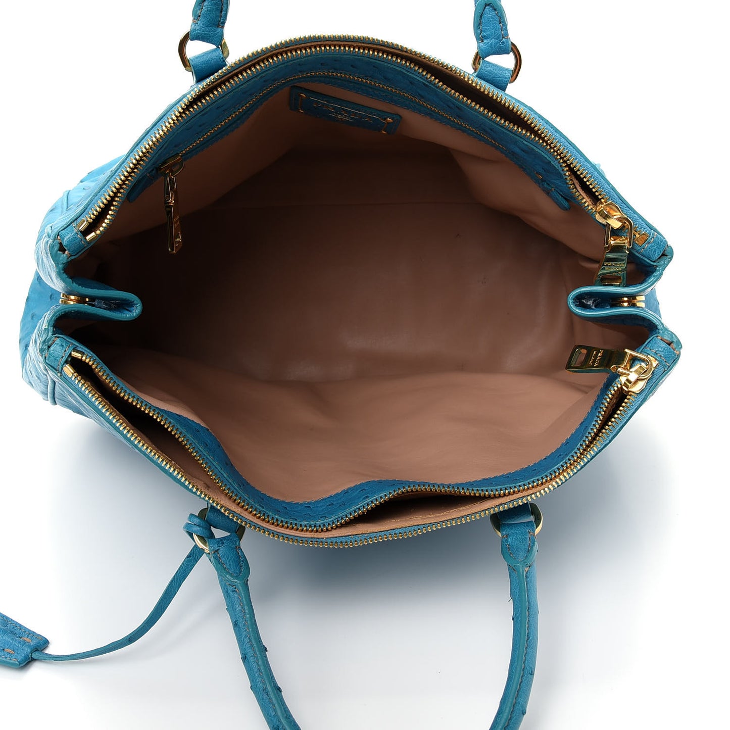 Ostrich Medium Galleria Double Zip Tote Turchese