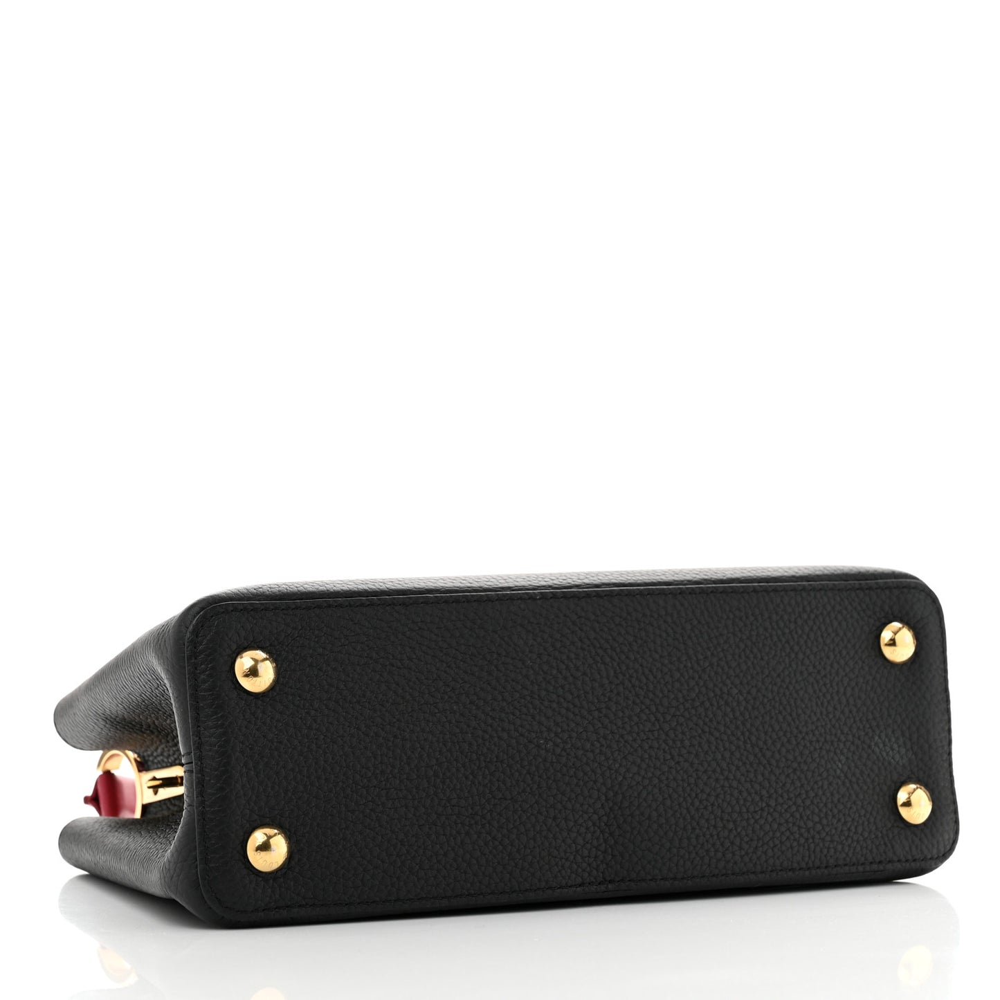 Taurillon Capucines MM Black Arizona Beige Ruby Red