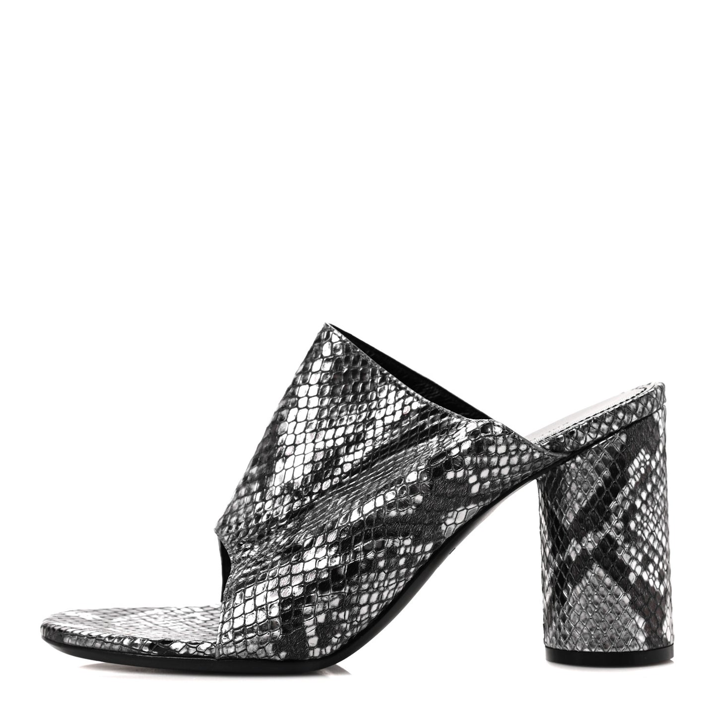 Kidskin Snake Effect Oval 90mm Mule Pump 36 Silver