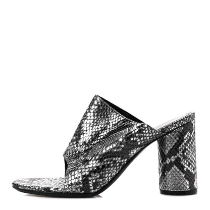 Balenciaga Kidskin Snake Effect Oval 90mm Mule Pump 36 Silver 1 of 8