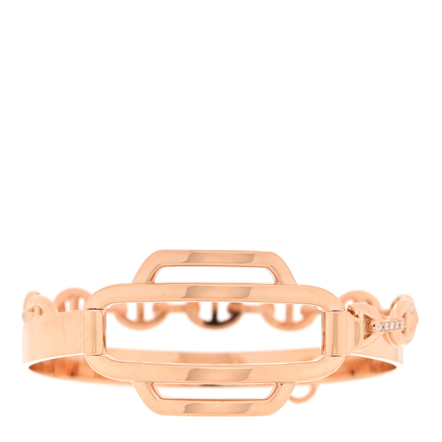 18K Rose Gold Diamond Alchimie Chaine D'Ancre Collier Bracelet