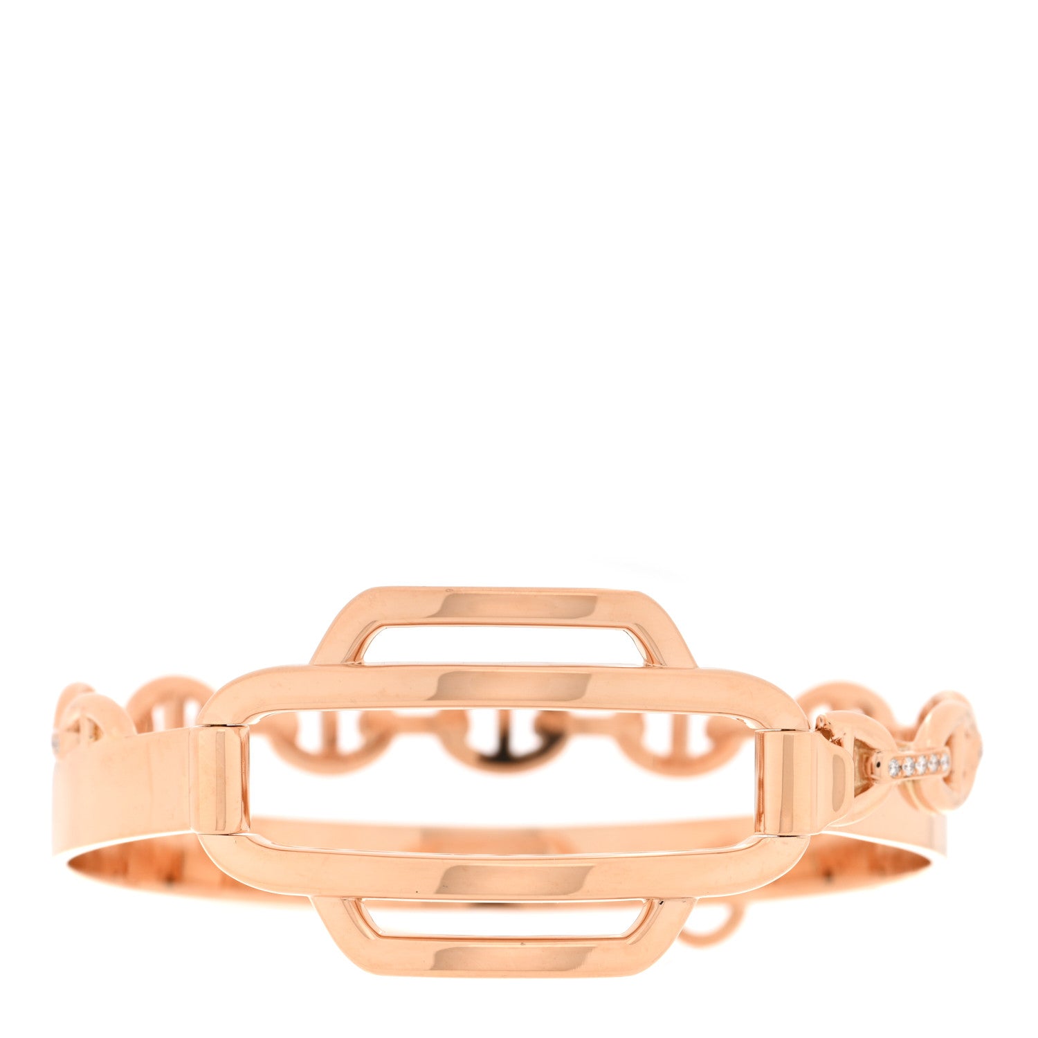 Hermes 18K Rose Gold Diamond Alchimie Chaine D'Ancre Collier Bracelet 2 of 4