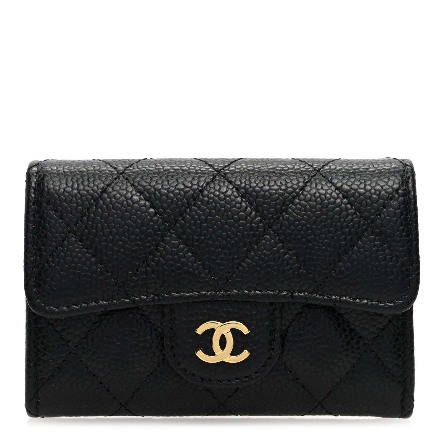 Chanel Caviar Quilted Flap Card Holder Wallet Black 1 of 8