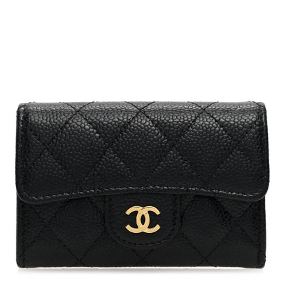 Chanel Caviar Quilted Flap Card Holder Wallet Black 1 of 8