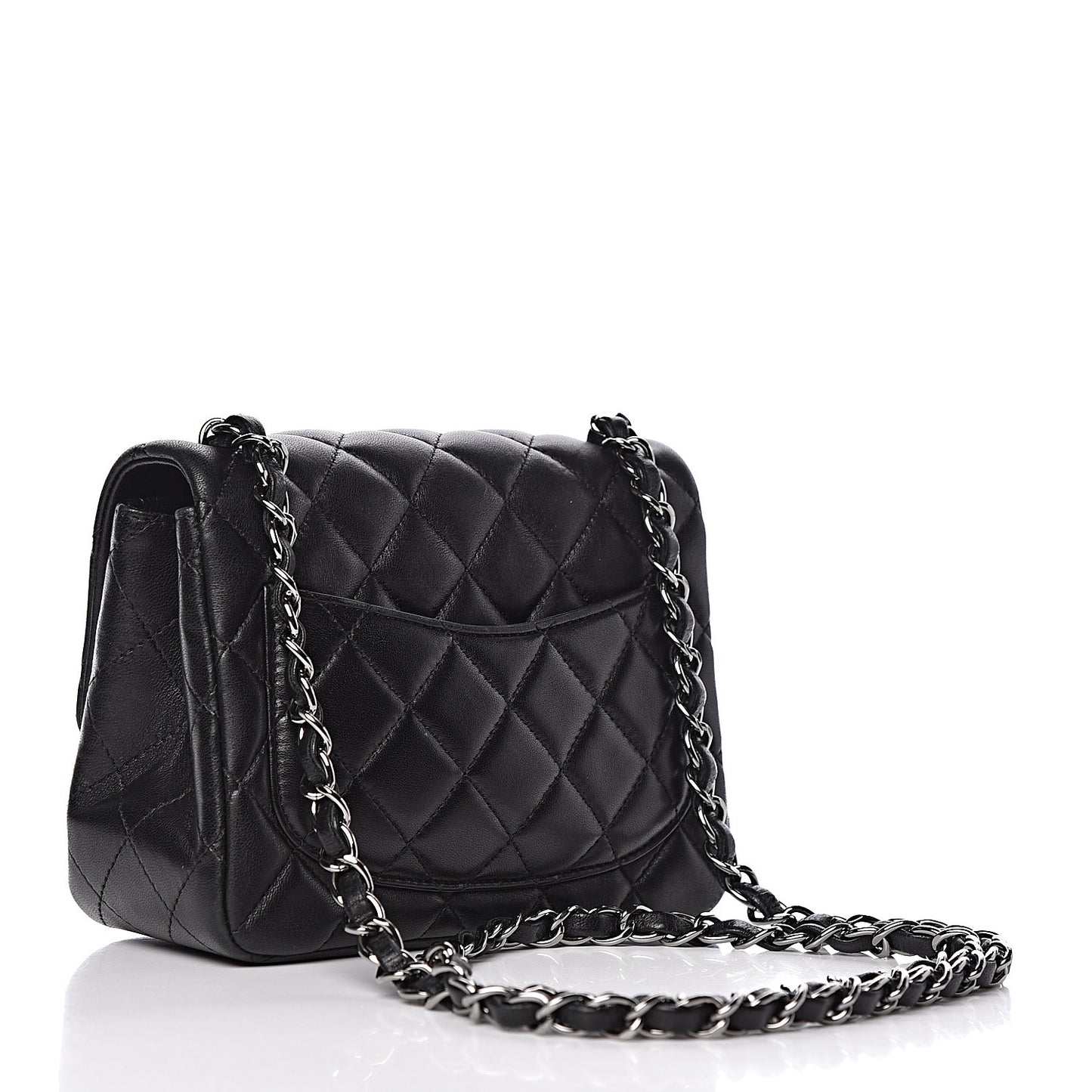 Lambskin Quilted Mini Square Flap Black