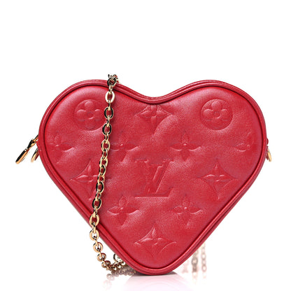 Louis Vuitton Lambskin Embossed Monogram Fall In Love Sac Coeur Heart Chain Bag Lipstick Red 1 of 4