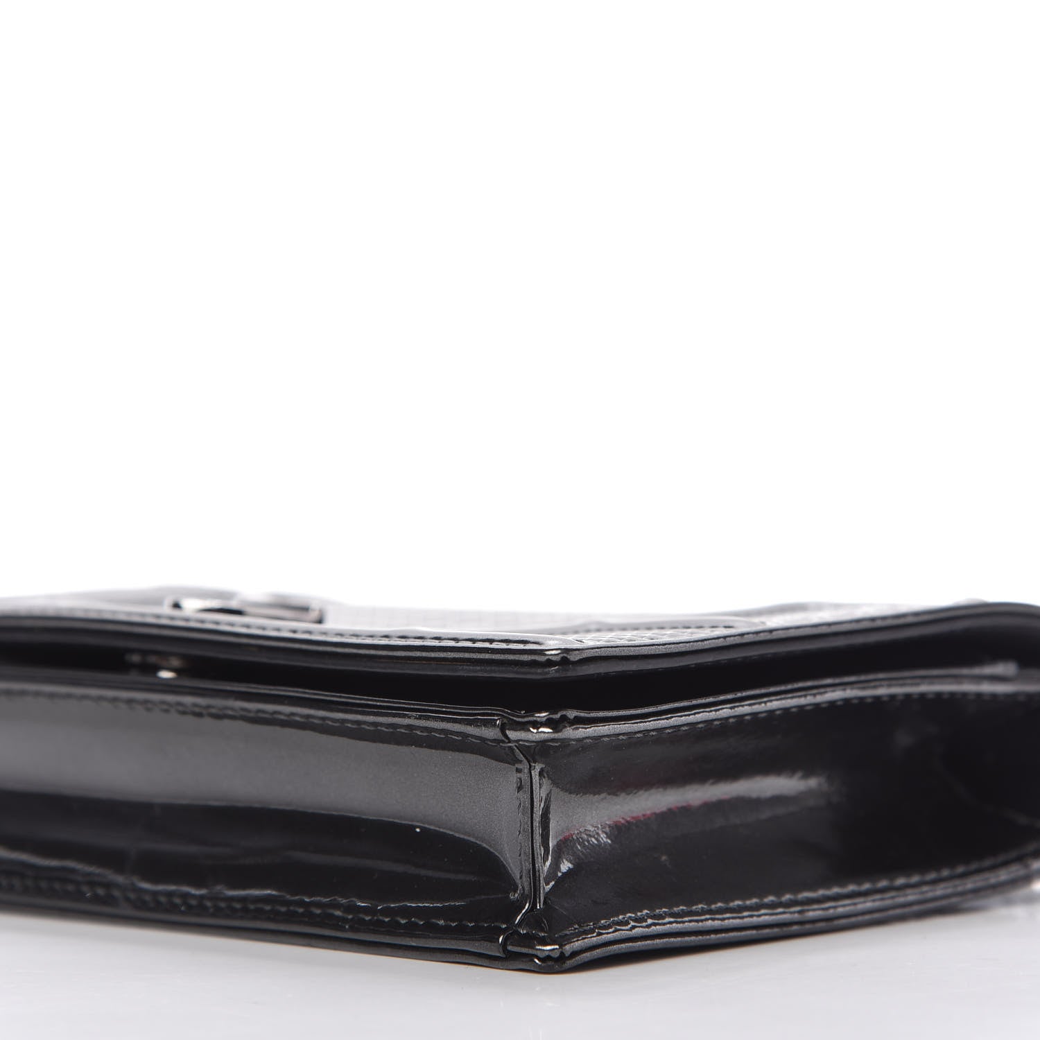 Christian Dior Metallic Patent Micro-Cannage Diorama Wallet on Chain Pouch Onyx Black 7 of 9