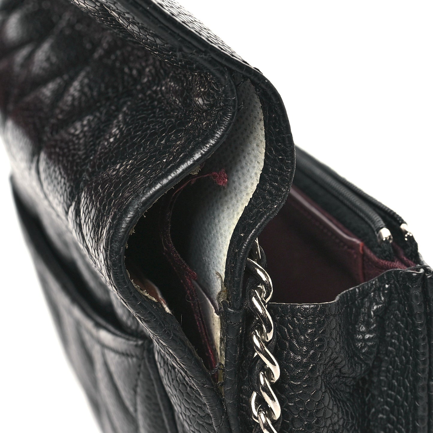 Caviar Quilted Wallet on Chain WOC Black