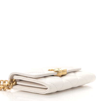 Chanel Caviar Quilted Bracelet On Chain Clutch White 4 of 13