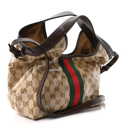 Gucci Varnished Monogram Web Small Giglio Tote Sand Dark Brown 4 of 11