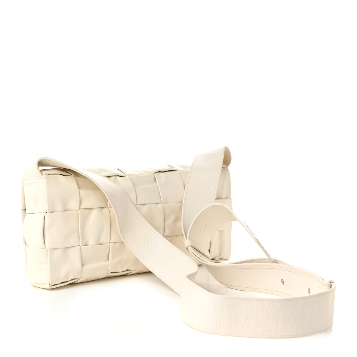 Bottega Veneta Paper Calfskin Intrecciato Stretch Cassette Shoulder Bag White 4 of 11
