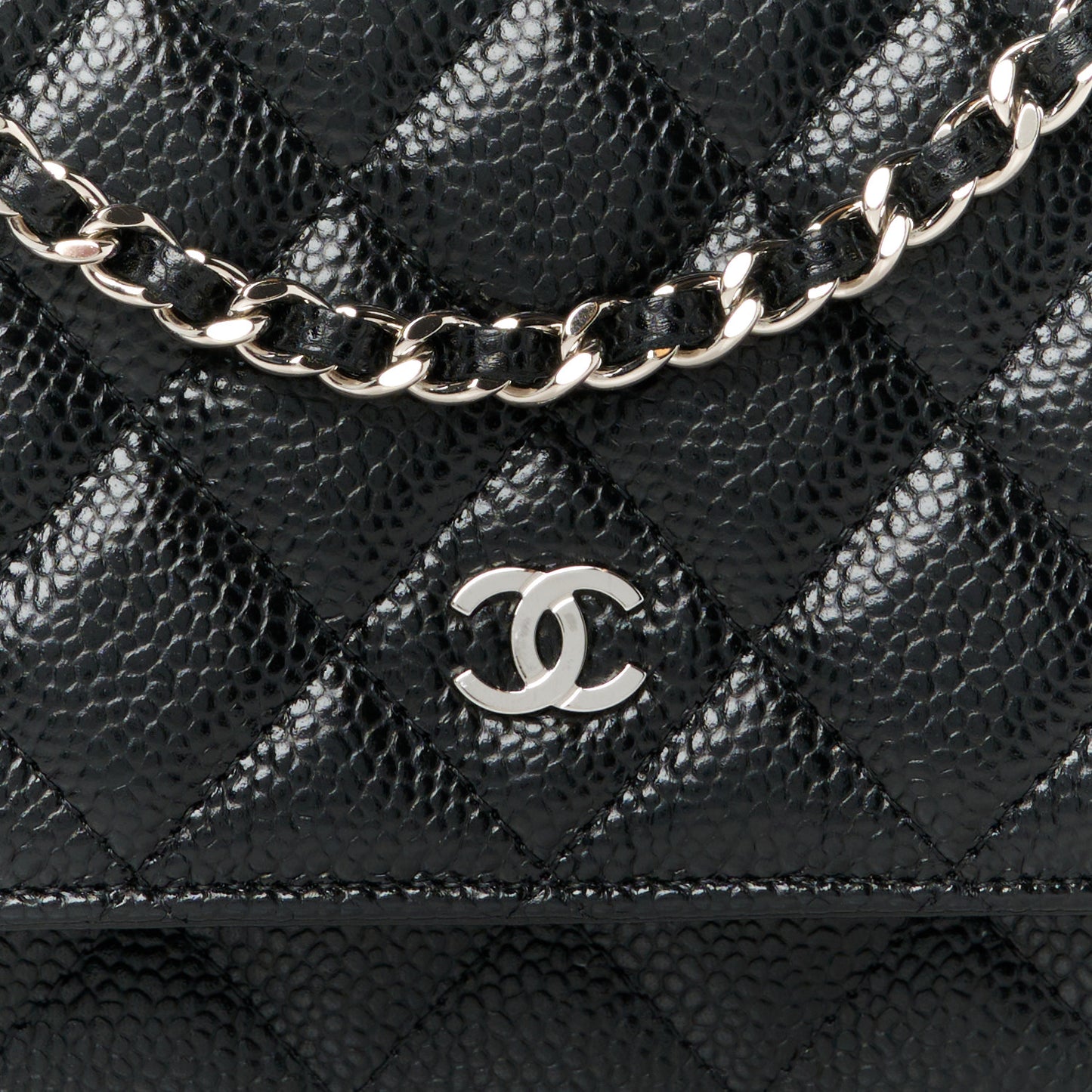 Caviar Quilted Wallet On Chain WOC Black