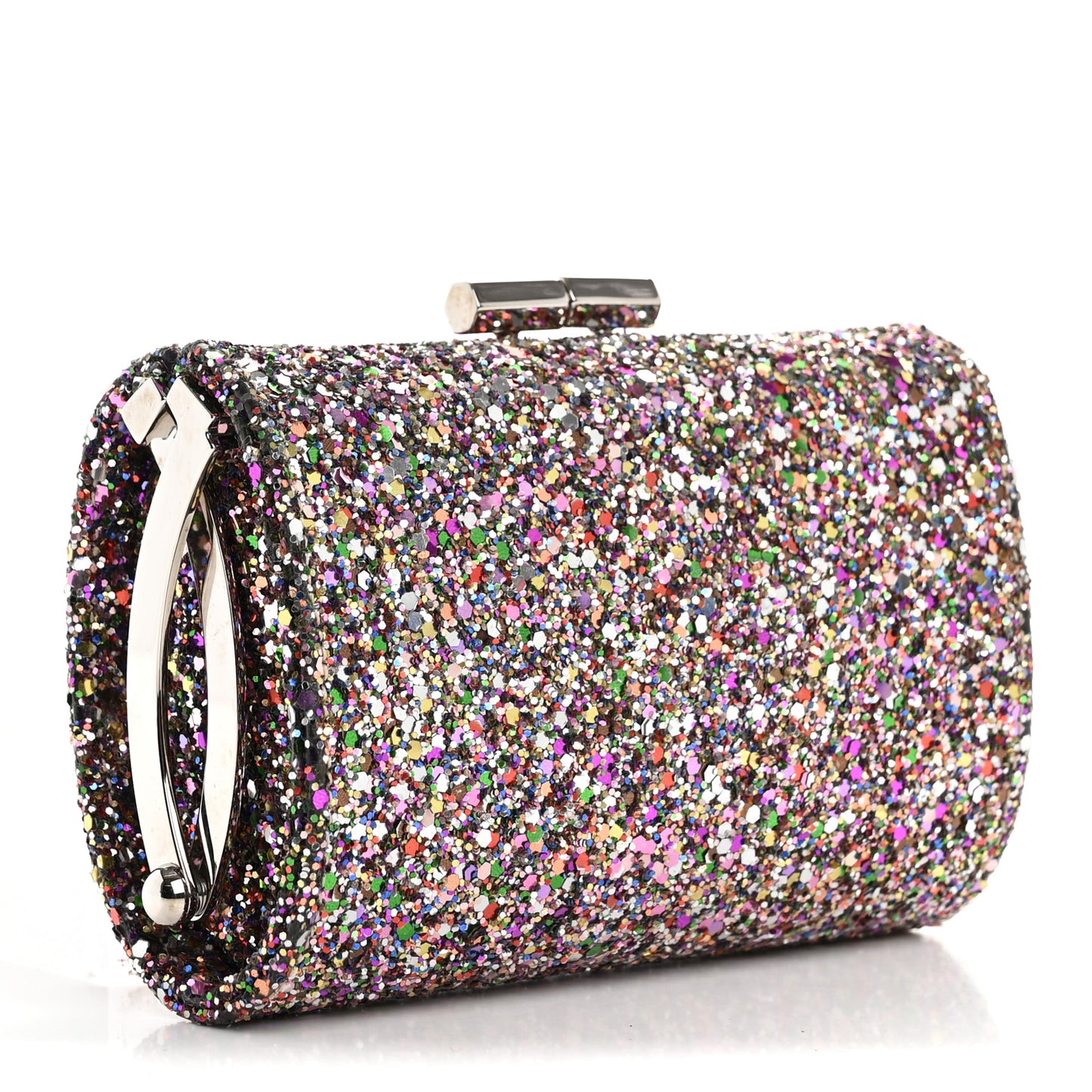 Coarse Glitter Kiss Lock Clutch Bubblegum Mix
