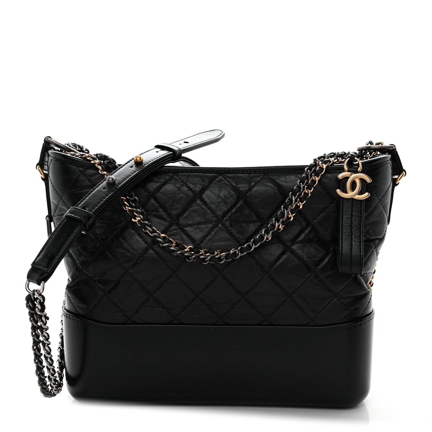 Chanel Aged Calfskin Quilted Medium Gabrielle Hobo Black 1 of 12