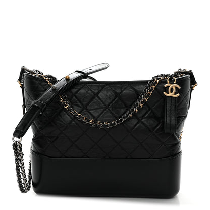 Chanel Aged Calfskin Quilted Medium Gabrielle Hobo Black 1 of 12