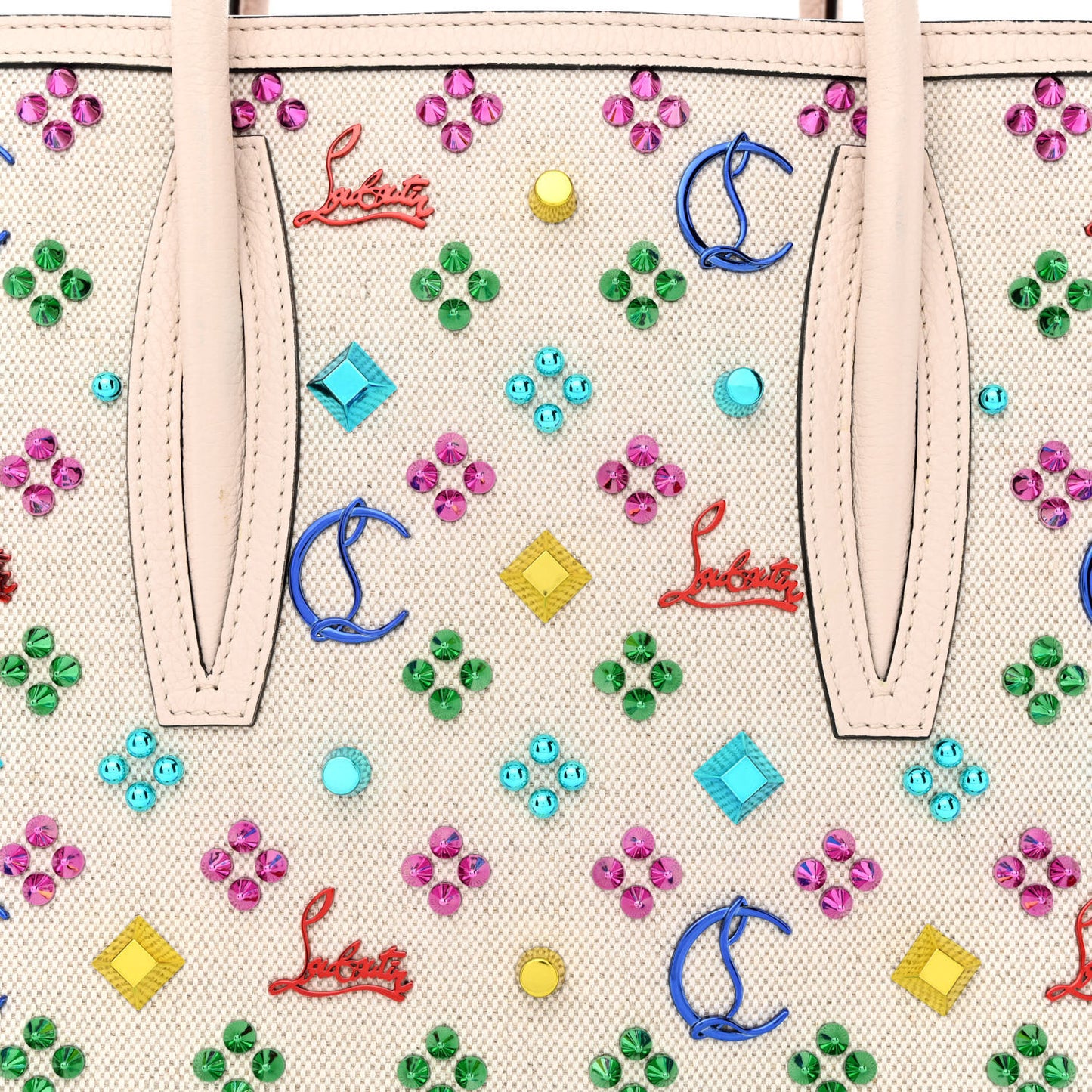 Canvas Spikes Loubinthesky Medium Paloma Ivory