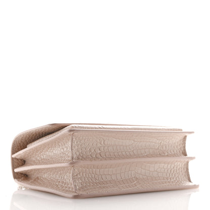 Saint Laurent Calfskin Crocodile Embossed Medium Monogram Sunset Powder Pink 4 of 10