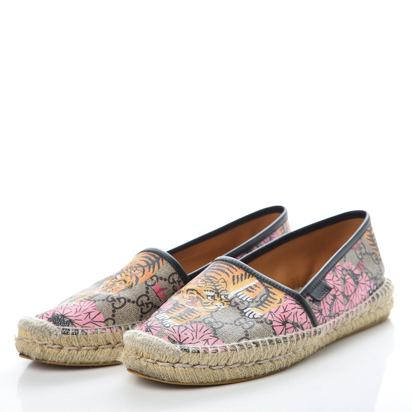 GG Supreme Monogram Bengal Espadrilles 38 Beige Pink