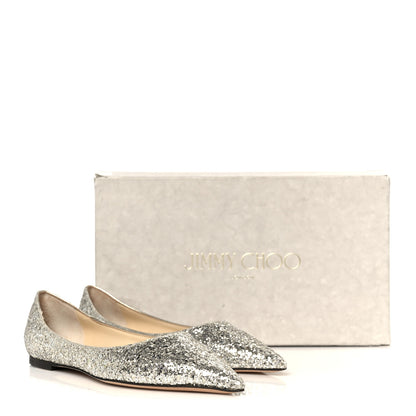 Jimmy Choo Galaxy Glitter Mesh Love Flats 36 Silver Sparks 9 of 9