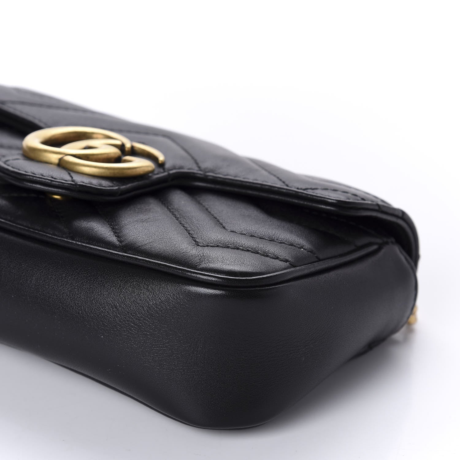 Gucci Calfskin Matelasse Super Mini GG Marmont Shoulder Bag Black 7 of 11