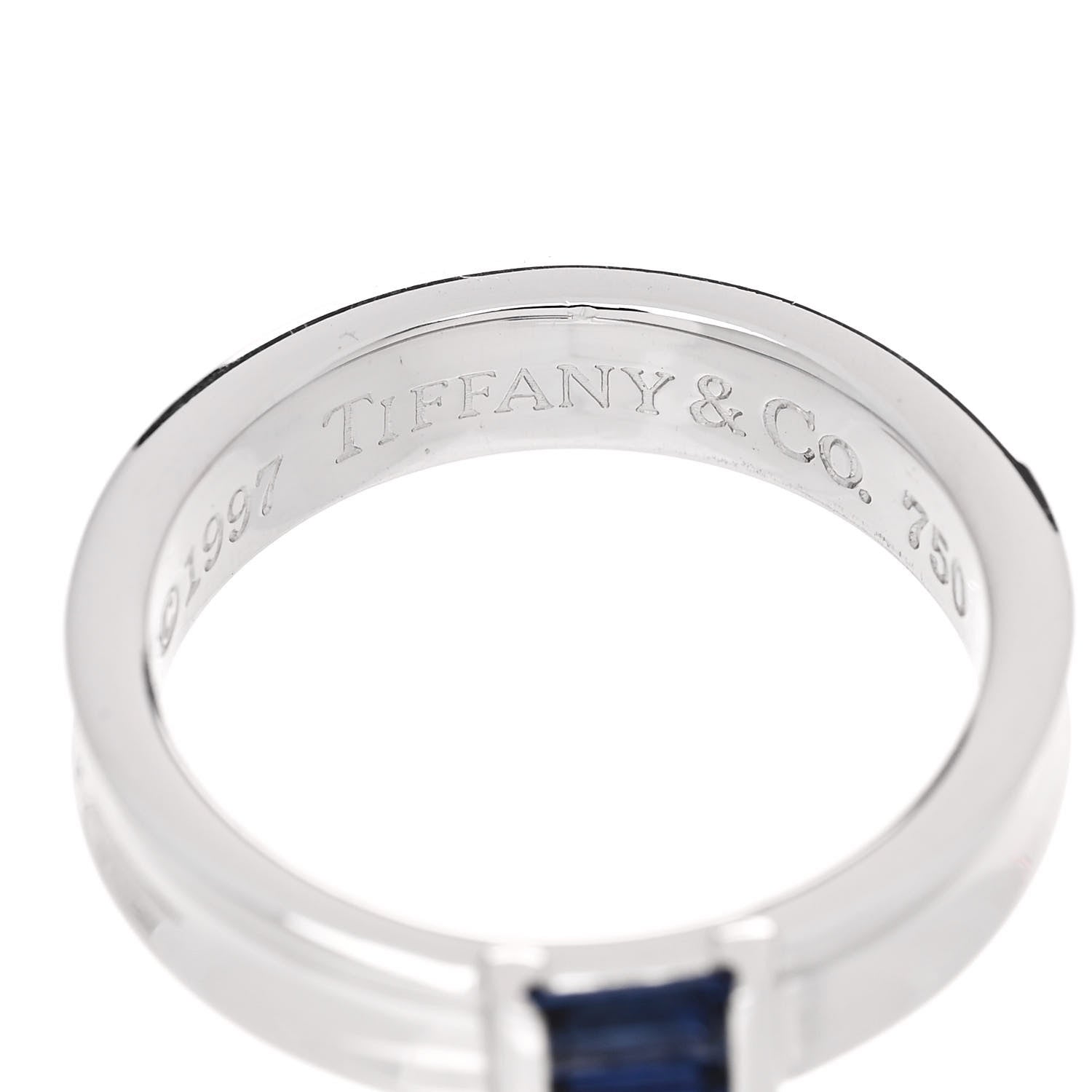 Tiffany 18K White Gold Blue Sapphire Stacking Ring 51 5.75 4 of 4