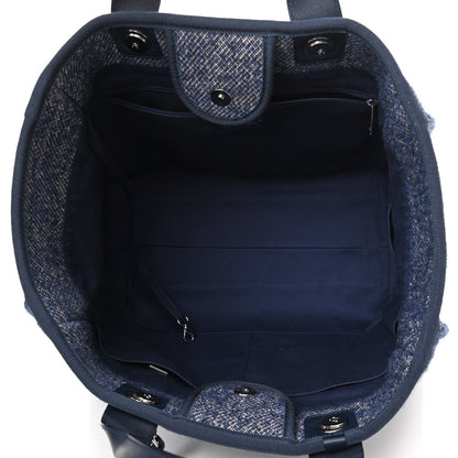Chanel Mixed Fibers Calfskin Medium Deauville Tote Blue 5 of 11