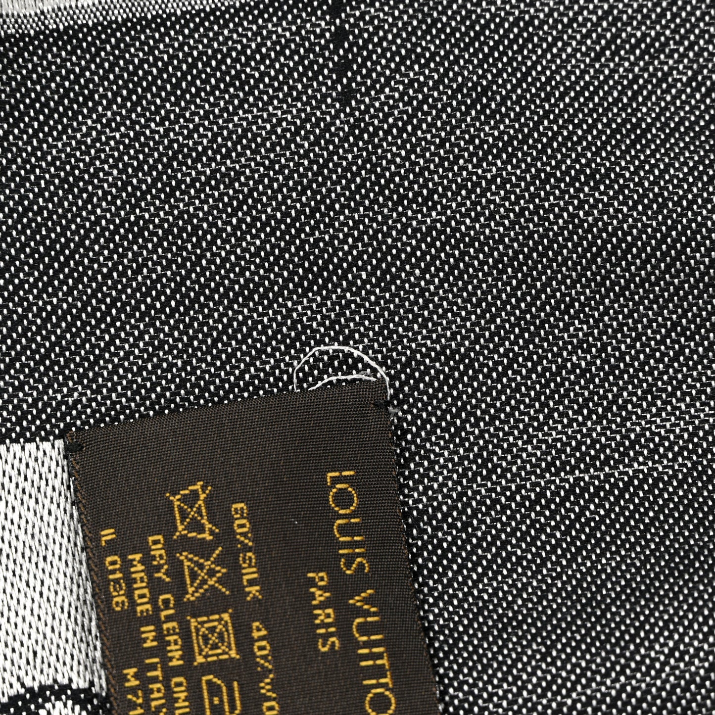 Silk Wool Monogram Denim Shawl Black