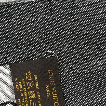 Louis Vuitton Silk Wool Monogram Denim Shawl Black 4 of 5