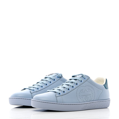 Gucci Calfskin Interlocking G Perforated Womens Ace Sneakers 36.5 Porcelain Light Blue Zaffiro 3 of 9