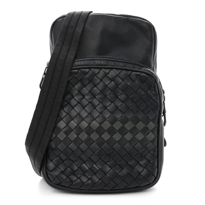 Bottega Veneta Nappa Intrecciato Crossbody Pouch Navy Black 1 of 10