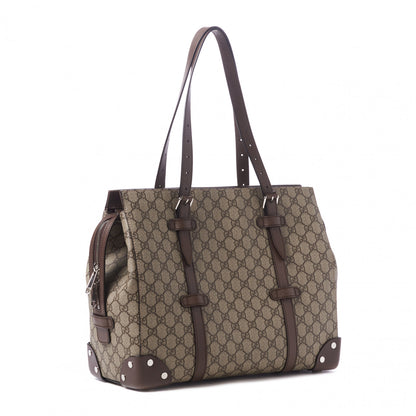 Gucci GG Supreme Monogram Textured Dollar Calfskin Medium Detail Tote Beige Ebony New Acero 2 of 8