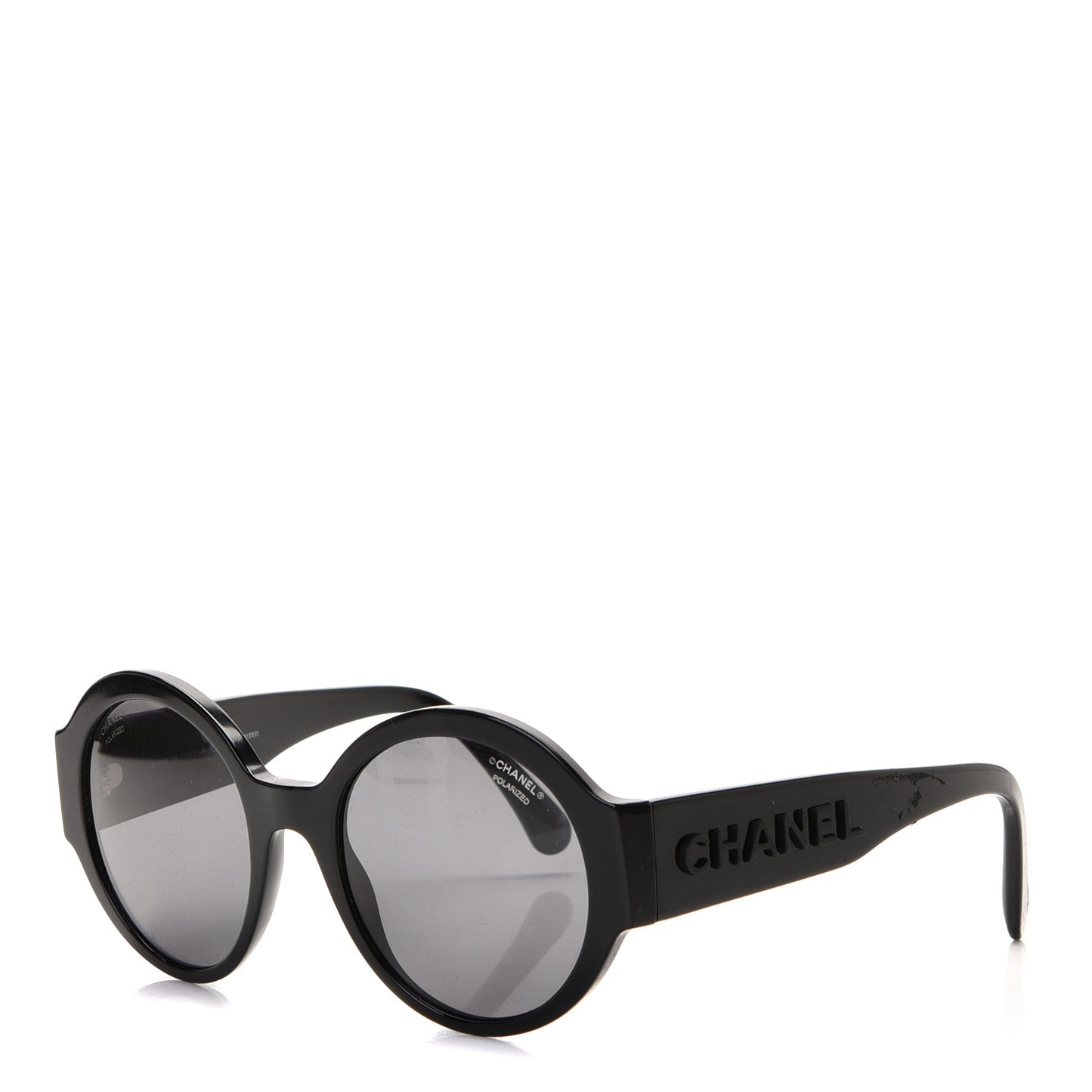 Acetate Polarized Round Sunglasses 5410 Black