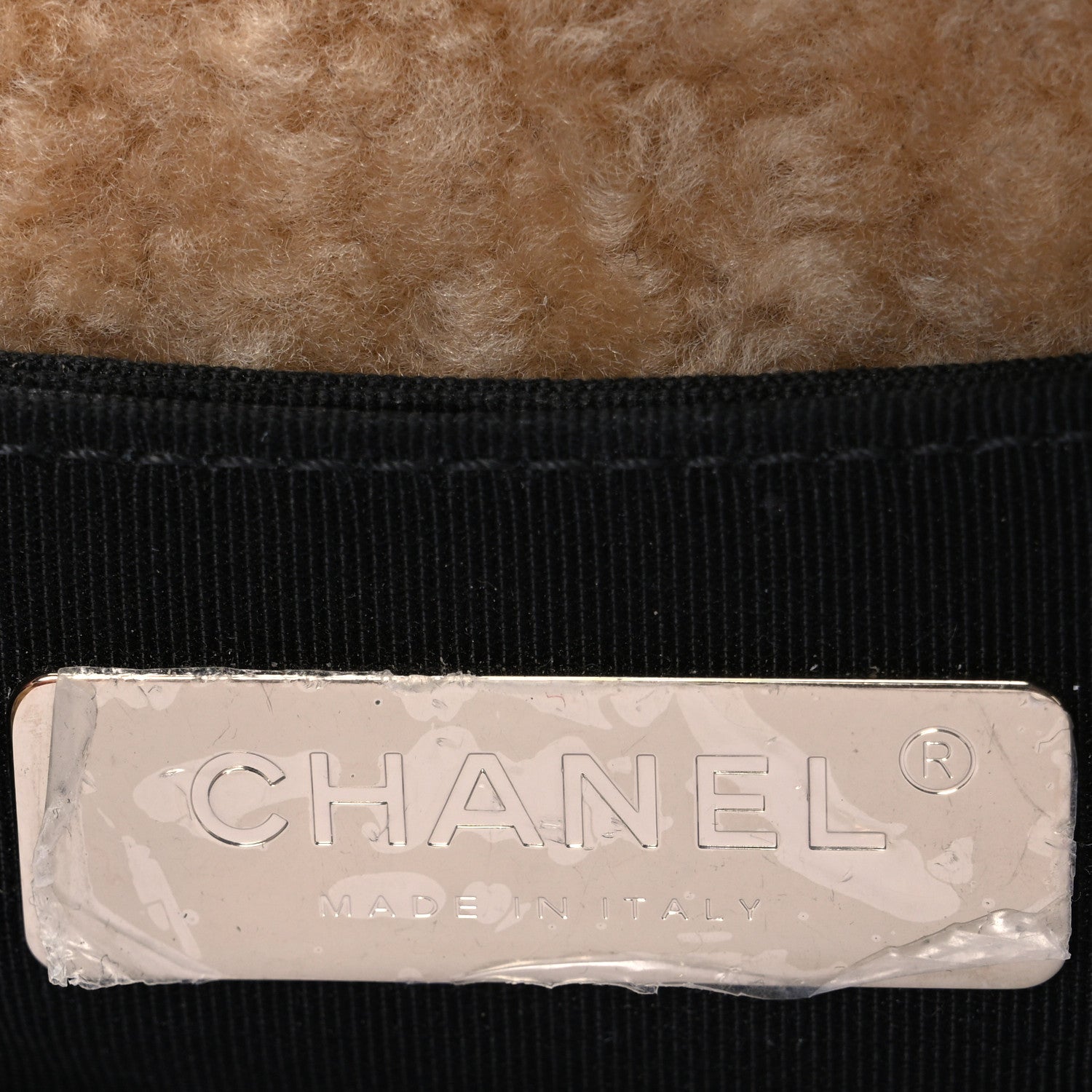Chanel Shiny Crumpled Sheepskin Shearling Waist Bag Black Beige 5 of 9